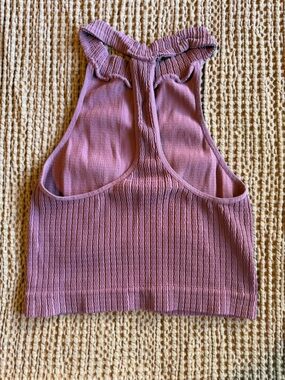 Free People Ribbed Racerback Sports Bra - Mauve